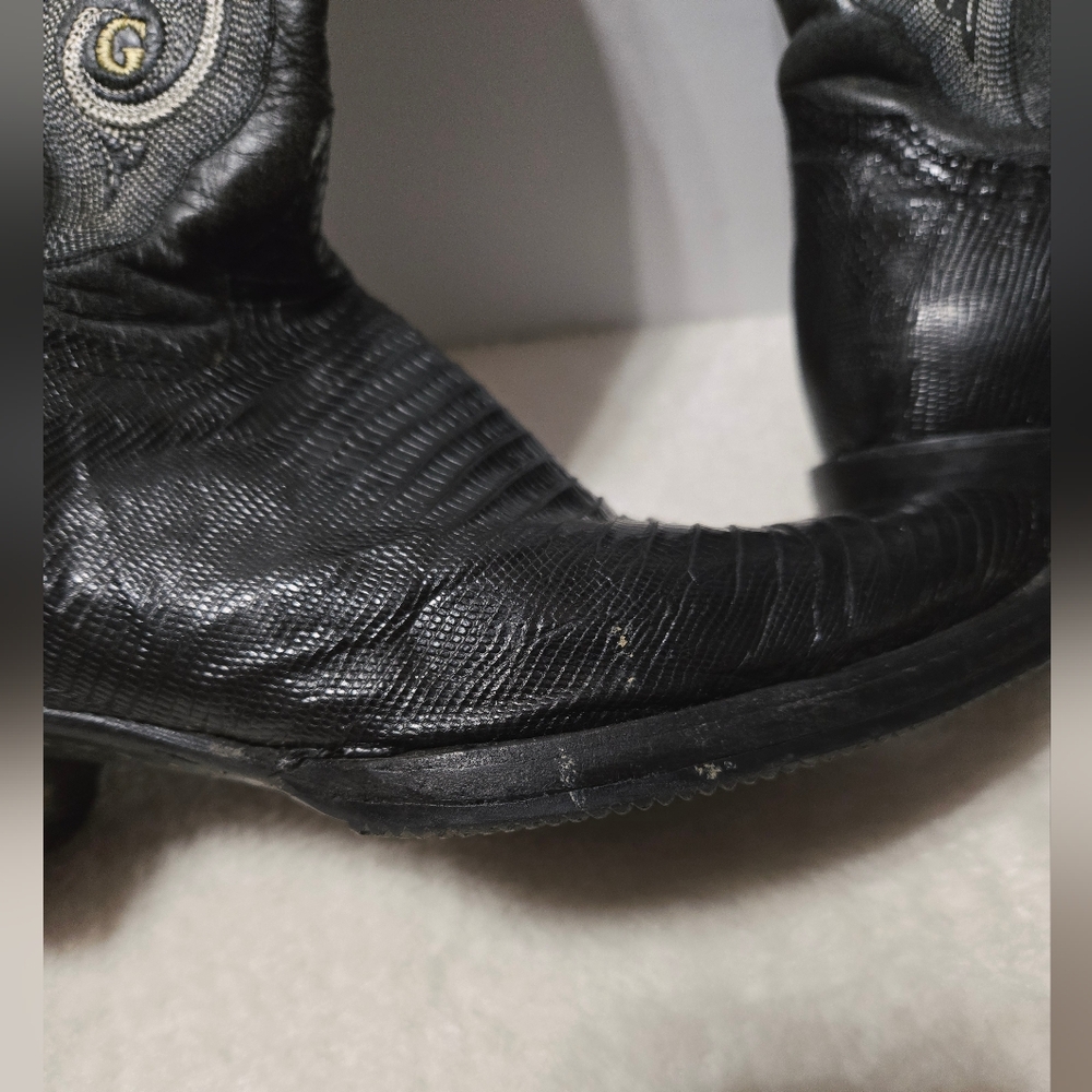 El General 1901 Lizard Print Point Toe Western Cowboy Black Boots GUC Size: 10 - Picture 6 of 15